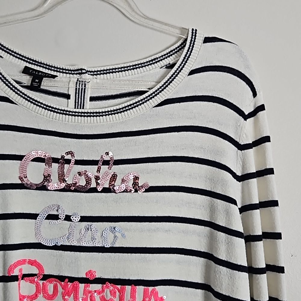 Talbots Ivory Hello Sequin Button-Back Crewneck S… - image 5